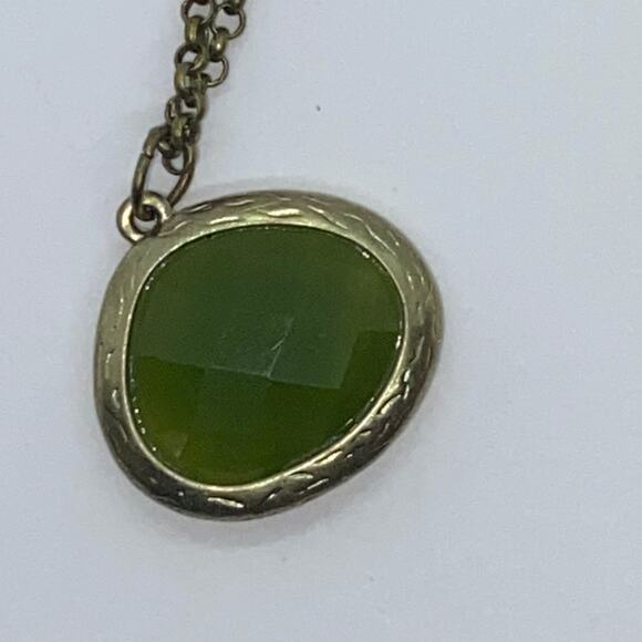 Green & Gold-Tone Rhinestone Pendant Necklace - Picture 7 of 8